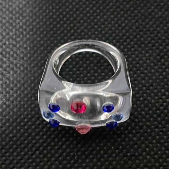 Clear ring with rhinestones - Picture 3 of 7